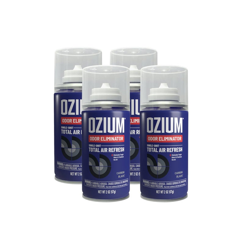 Ozium Air Sanitizer  2 oz Car Fogger: Single-Shot Smoke Odor Eliminator & Car Air Freshener (Carbon Black  4 Packs) - Image 1